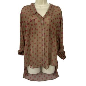 Free People Top Womens Medium Sheer Polka Dot Button Up Retro Flowy Easy Rider